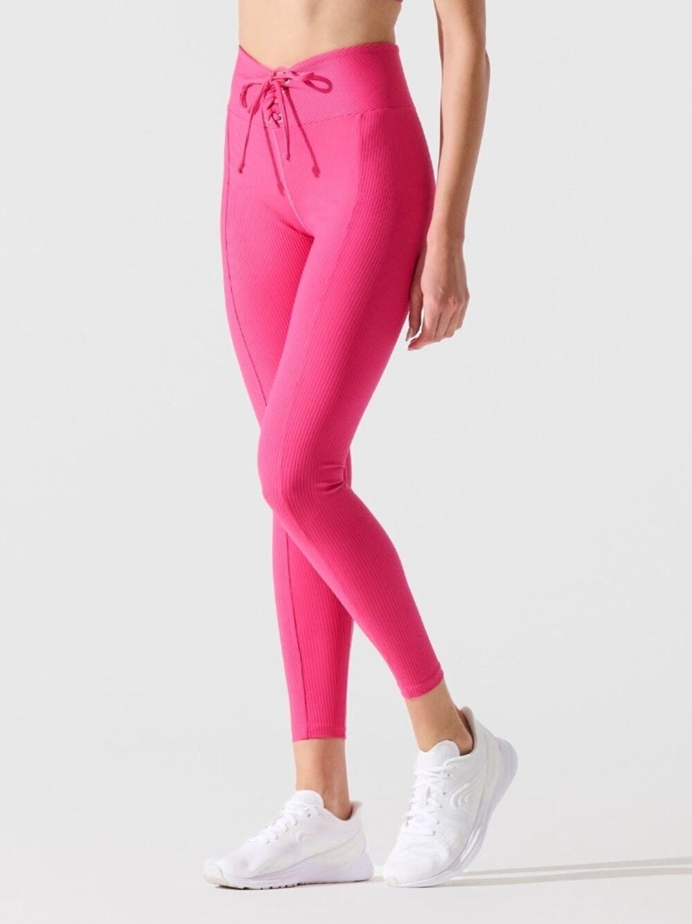 Year Of Ours Revolve Pink Ribbed Football Leggings Sz.S